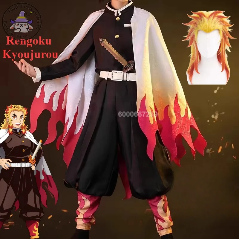 

Popular Anime Rengoku Kyojuro Cosplay Costumes For Men Kisatsutai Member Role Play Outfit Halloween Comic Con Party Suits