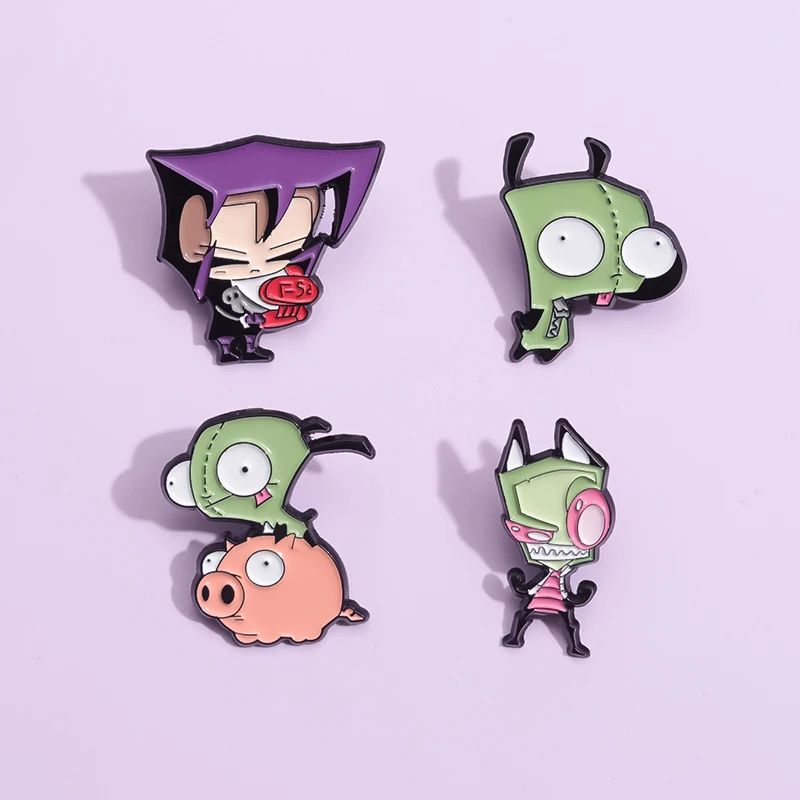 

Invader ZIM Enamel Pins Cartoon Film Animation Brooches Lapel Badges Cute Character Funny Jewelry Pin for Clothes Backpack Gift