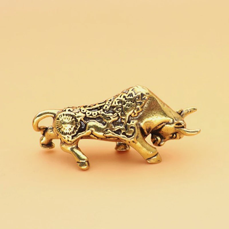 1PC Brass Lucky Bullfighting Statue Home Decoration Ornaments Bitcoin Stock Market Trading Lucky Bull Office Desk Decor Crafts