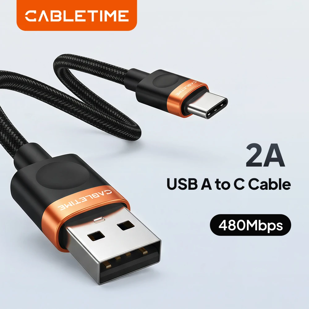 CABLETIME USB Type C Cable High Speed Date Transfer Braid Cable 480Mbps For Huawei Xiaomi Samsung Honor Super Charge Data Cable
