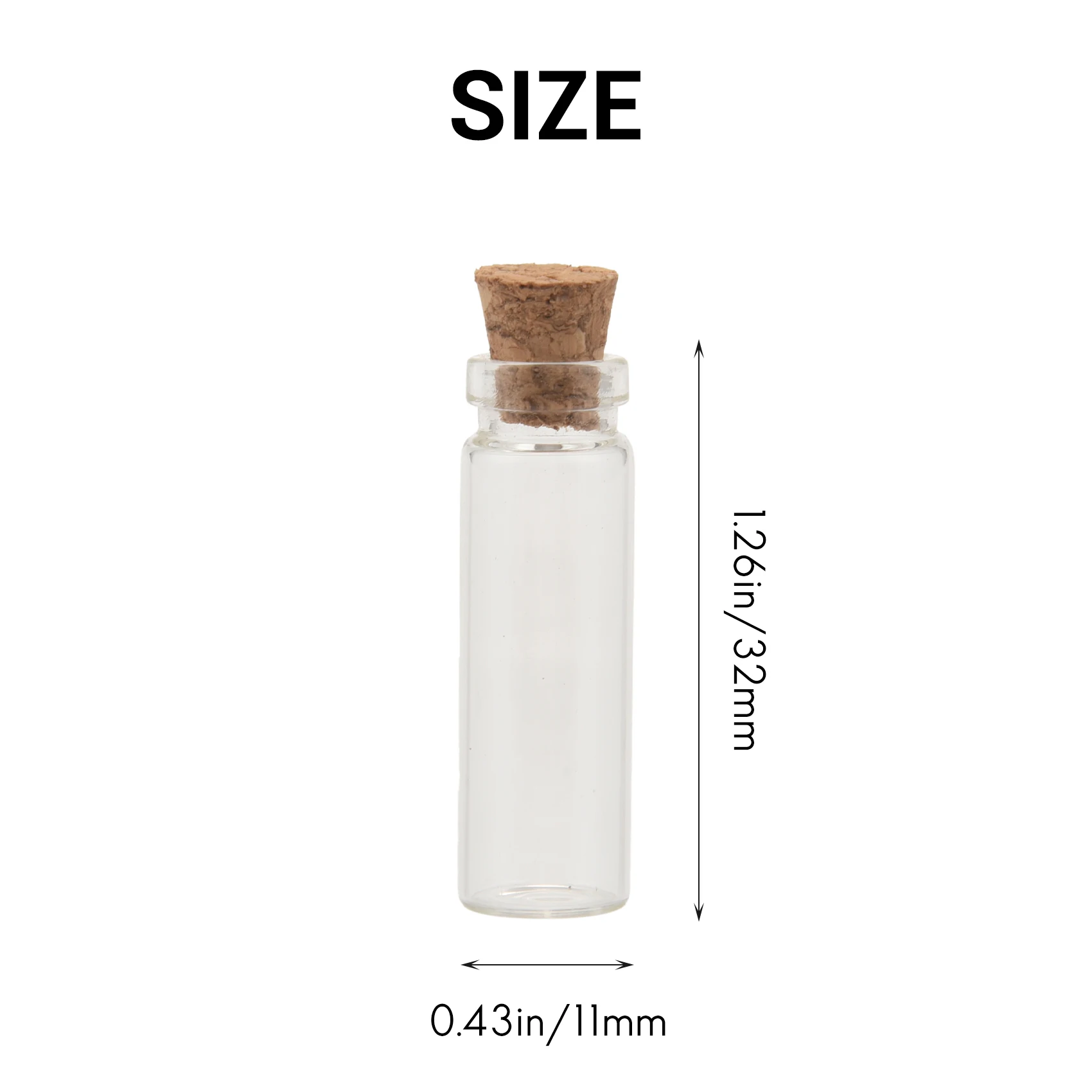 A26P 20 個 11X32Mm 小型ミニ空クリアコルクガラスボトルバイアル 2ml