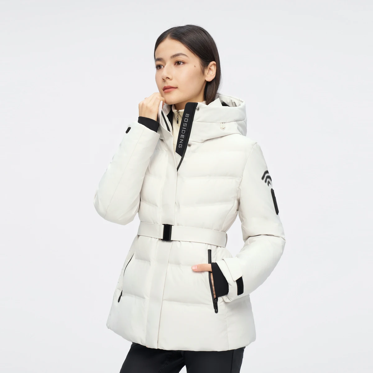 

BOSIDENG женский пуховик глубокая зимняя куртка с капюшоном тонкая теплая водонепроницаемая уличная куртка