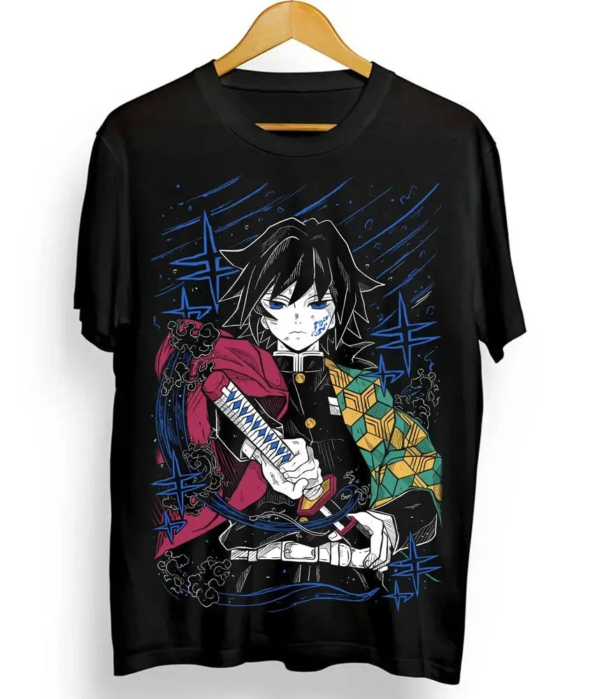 T-shirt gráfica Anime Demon Slayer para mulheres, Giyu Tomioka, Kimetsu No Yaiba, tamanho de camisa preta, Pro Choice