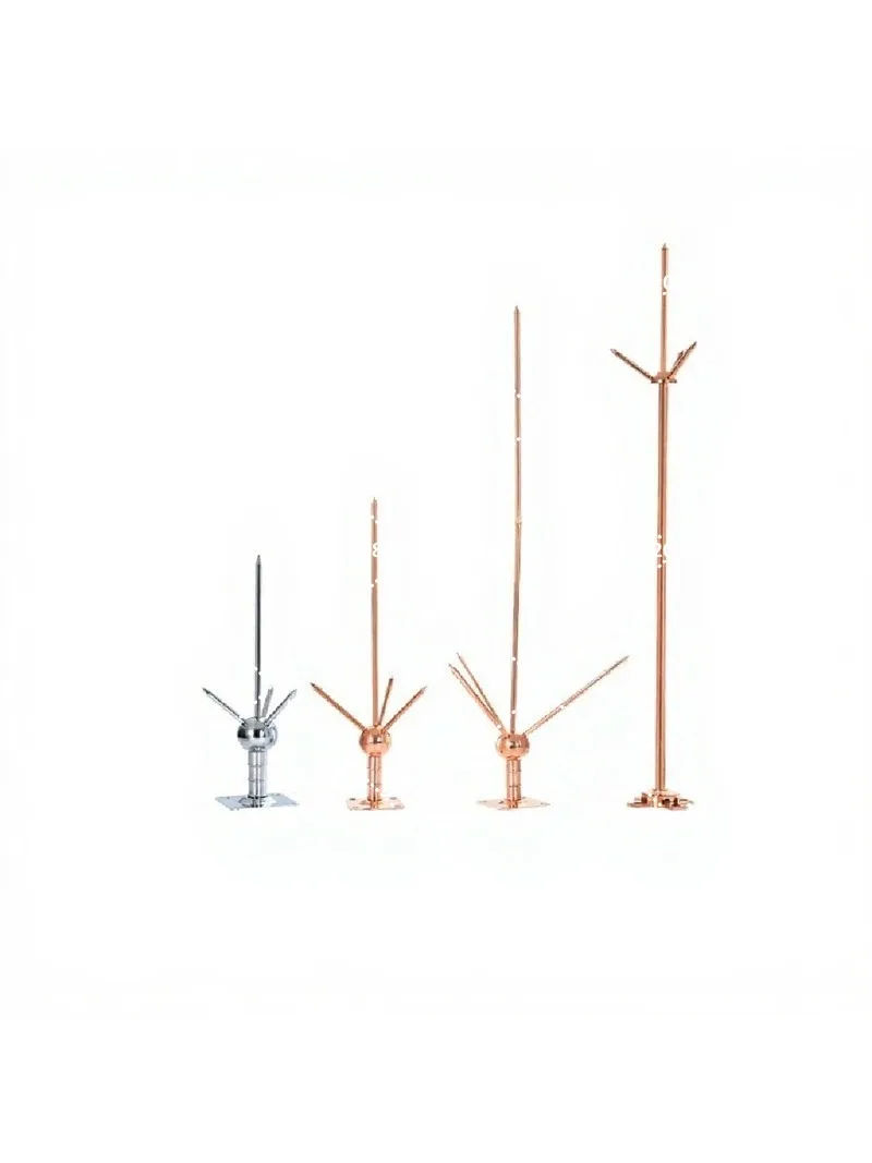 Copper Lightning Arrester Three-Prong Outdoor Lightning Protection Device for Engineering Roof Single Needle