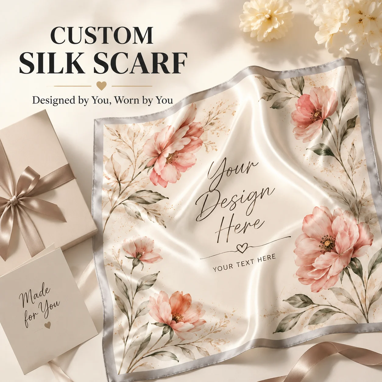 Custom Logo Silk Scarf Personalized Business Promotional Scarf Corporate Event Souvenir Gift