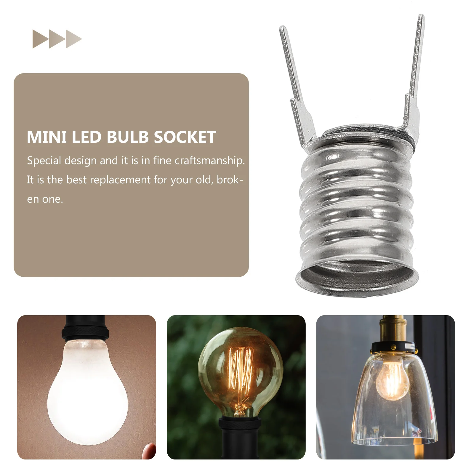 

10Pcs Small Bulbs Holder Light Socket with Copper Nickel Plated Finish for Table Lamps Distribution Boxes Stable Performance