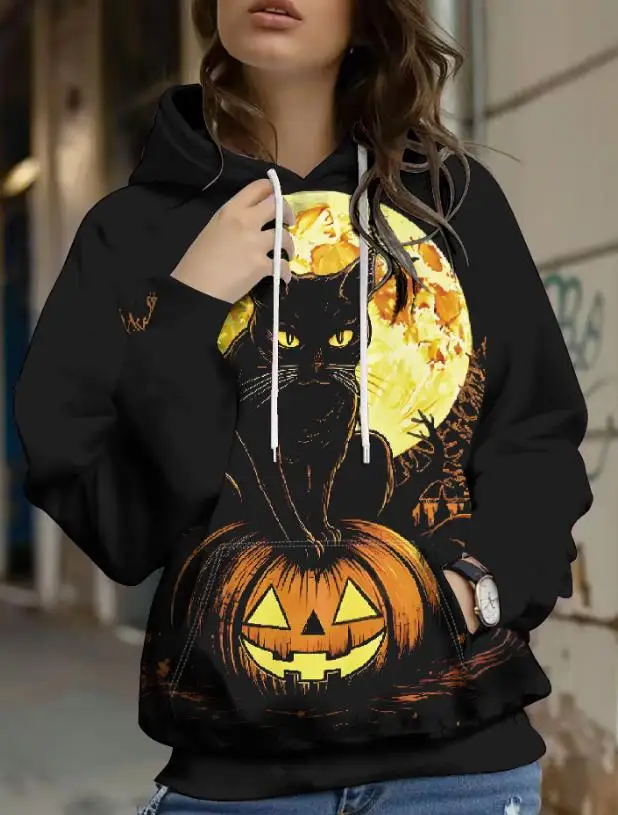 2025 Halloween Vigilia di Natale Spaventoso Felpa con cappuccio con stampa digitale Autunno Inverno Nuovo arrivo Comoda maglietta con cappuccio unisex