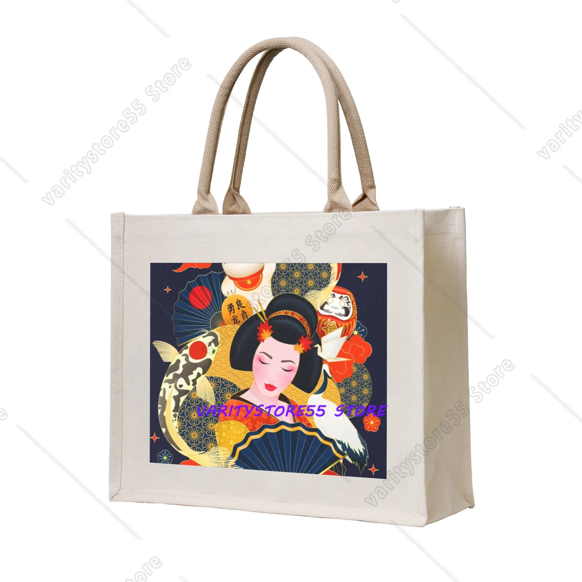 Custom Welcome To Japan Shopping Bags Women Portable Big Capacity Groceries Maneki Neko Lucky Cat Shopper Tote Bags