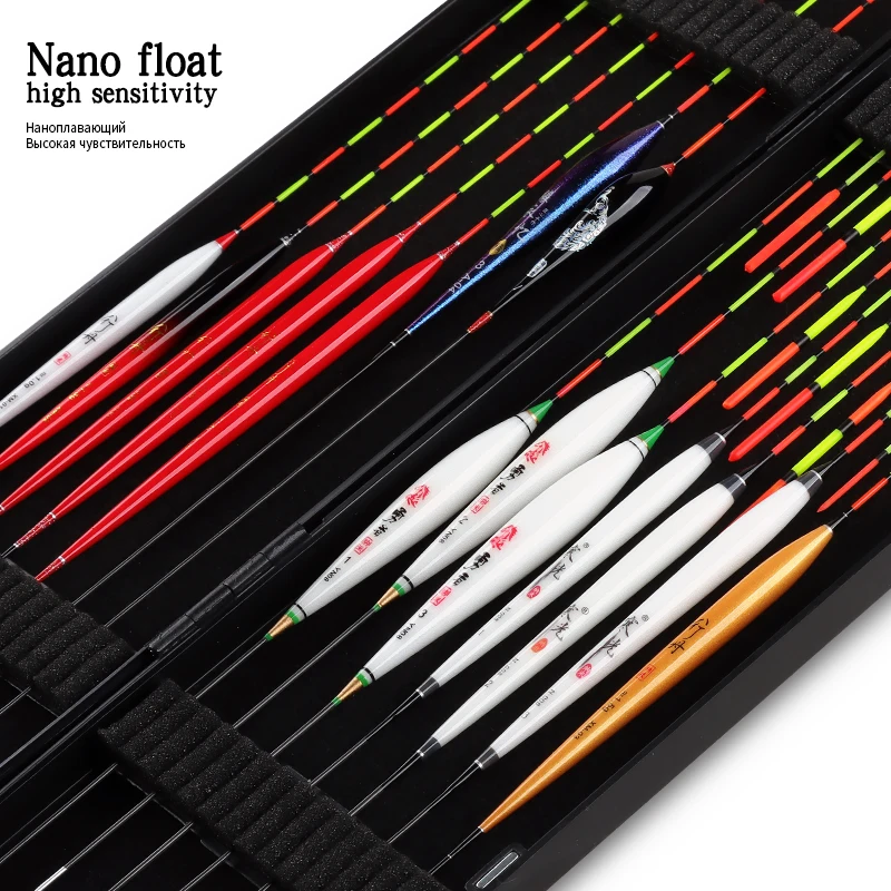 20PCS Composite Nano Floats+Float Box Combo Fresh Water Buoy Lake River Vertical Fishing Bobber Hard Tail Float Tools Tackle