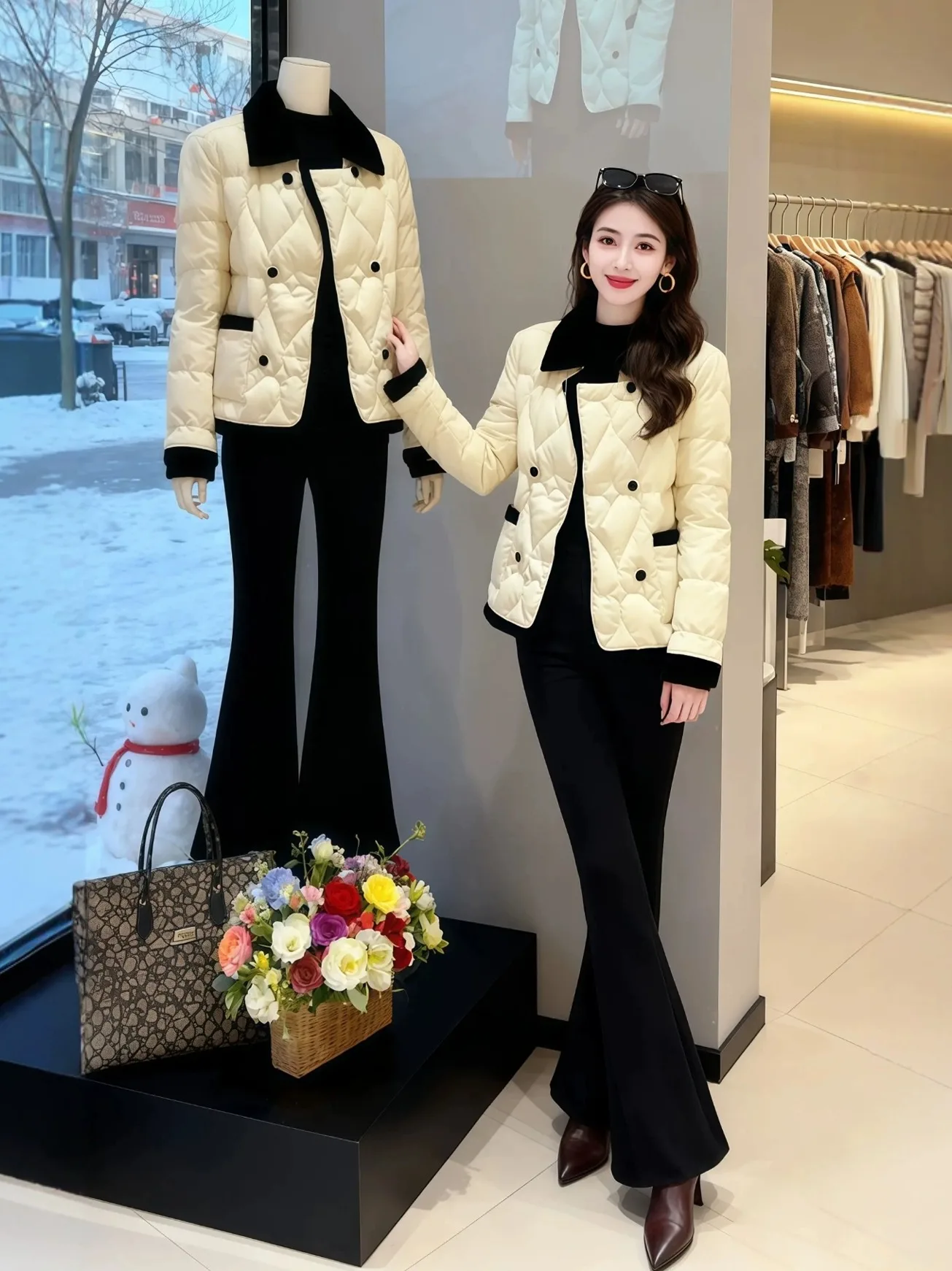 

Модная женская хлопковая куртка большого размера с утепленным стеганым узором, теплая хлопковая куртка в стиле ретро, укороченная, на пуговицах.