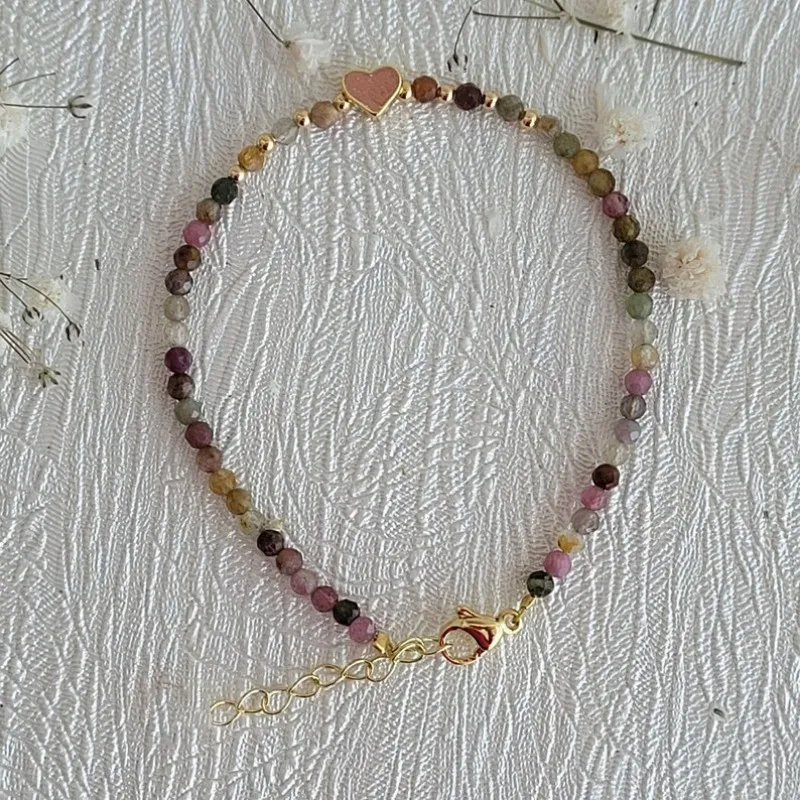 1 قطعة 3 مللي متر اليدوية الحجر الطبيعي الجمشت الخرز مع القلب لمط أساور للنساء مجوهرات هدية