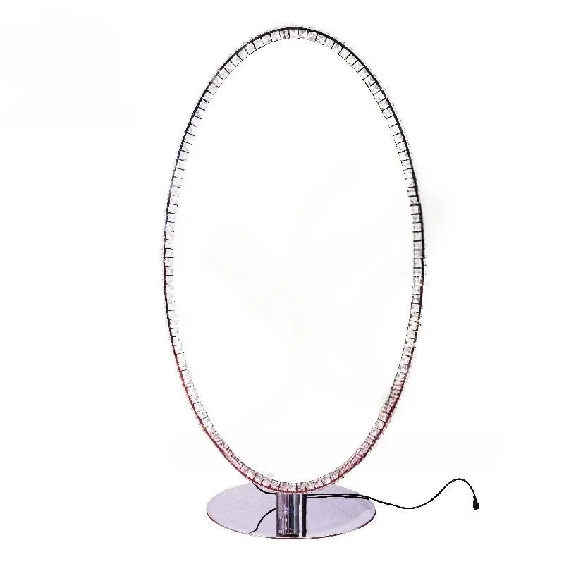 luxury led stainless makeup round floor smart mirror double sided diamond mirror station