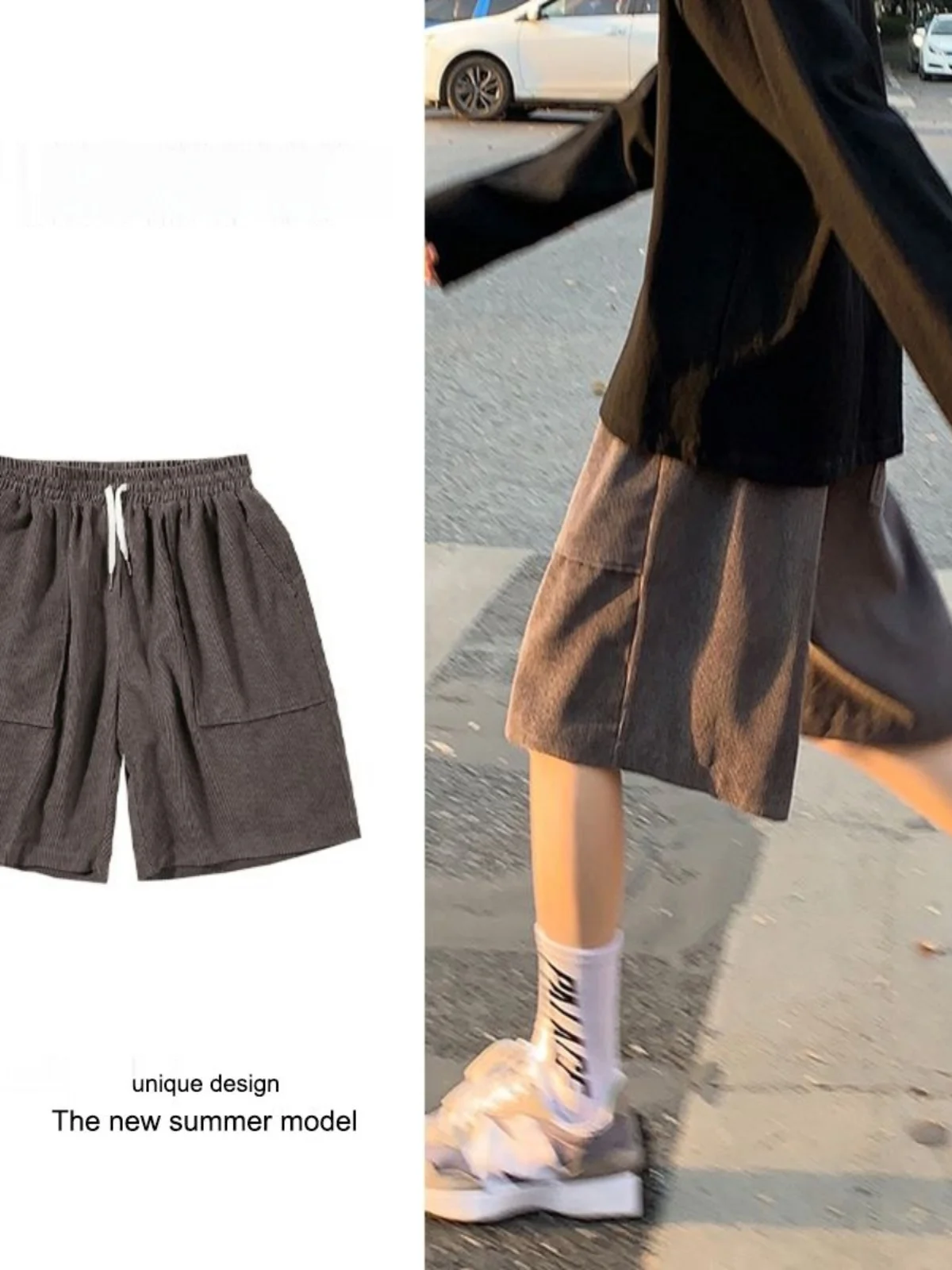 

Summer Casual Men's orts Five-Quarter Length Loose Fit Outdoor Wear Youth Faion Breathable Polyester Straight Leg Pants