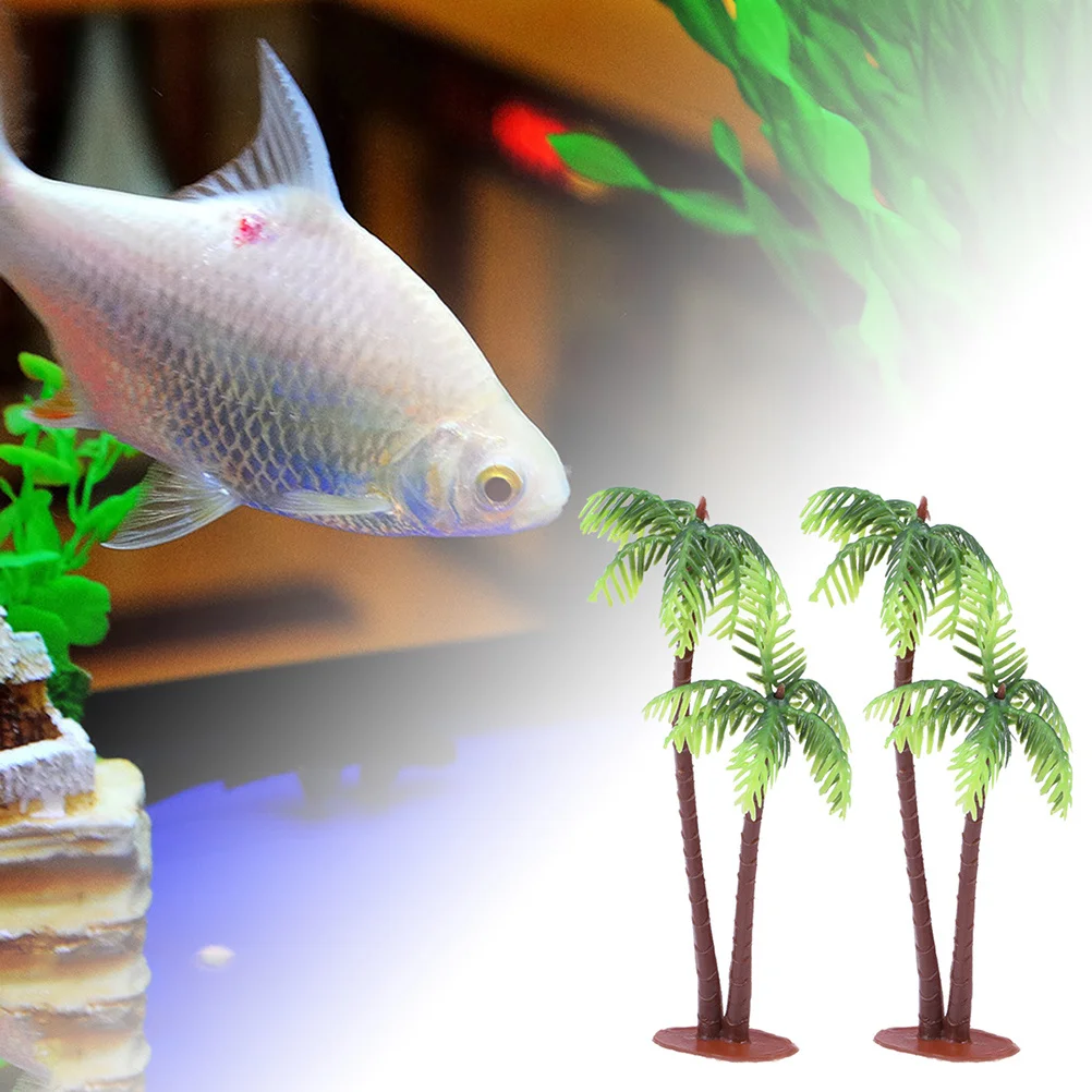 

24Pcs Mini Coconut Tree for Micro Landscape Decor Bonsai Craft DIY Terrarium Realistic Plastic Palm Small Garden Decoration