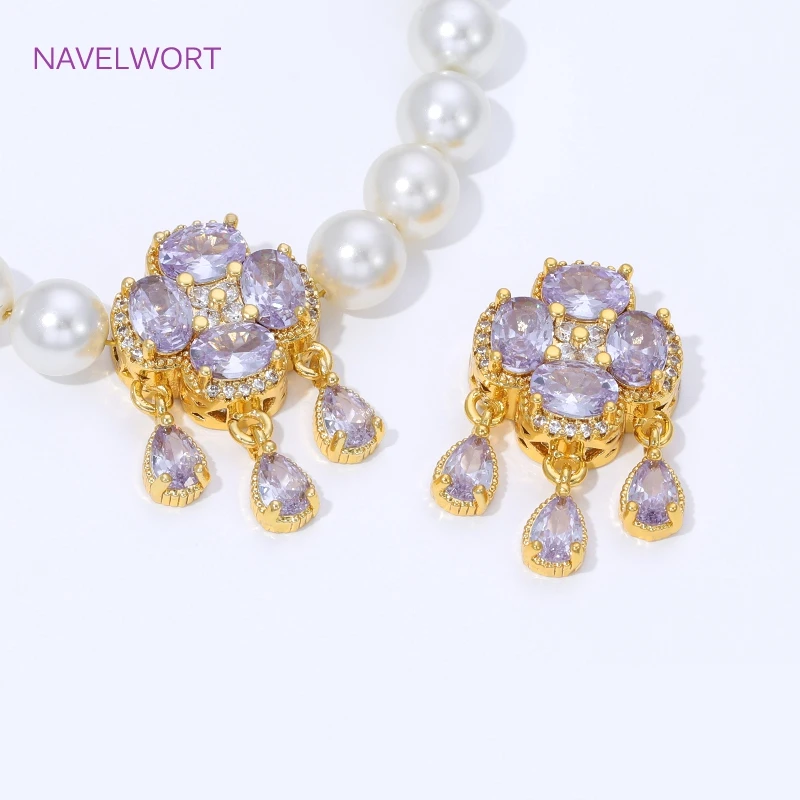 17mm*27mm 18K Gold Plated Brass Flower Pendants For Jewelry Making,Separator Beads With Droplet Charm DIY Bracelet Accessories