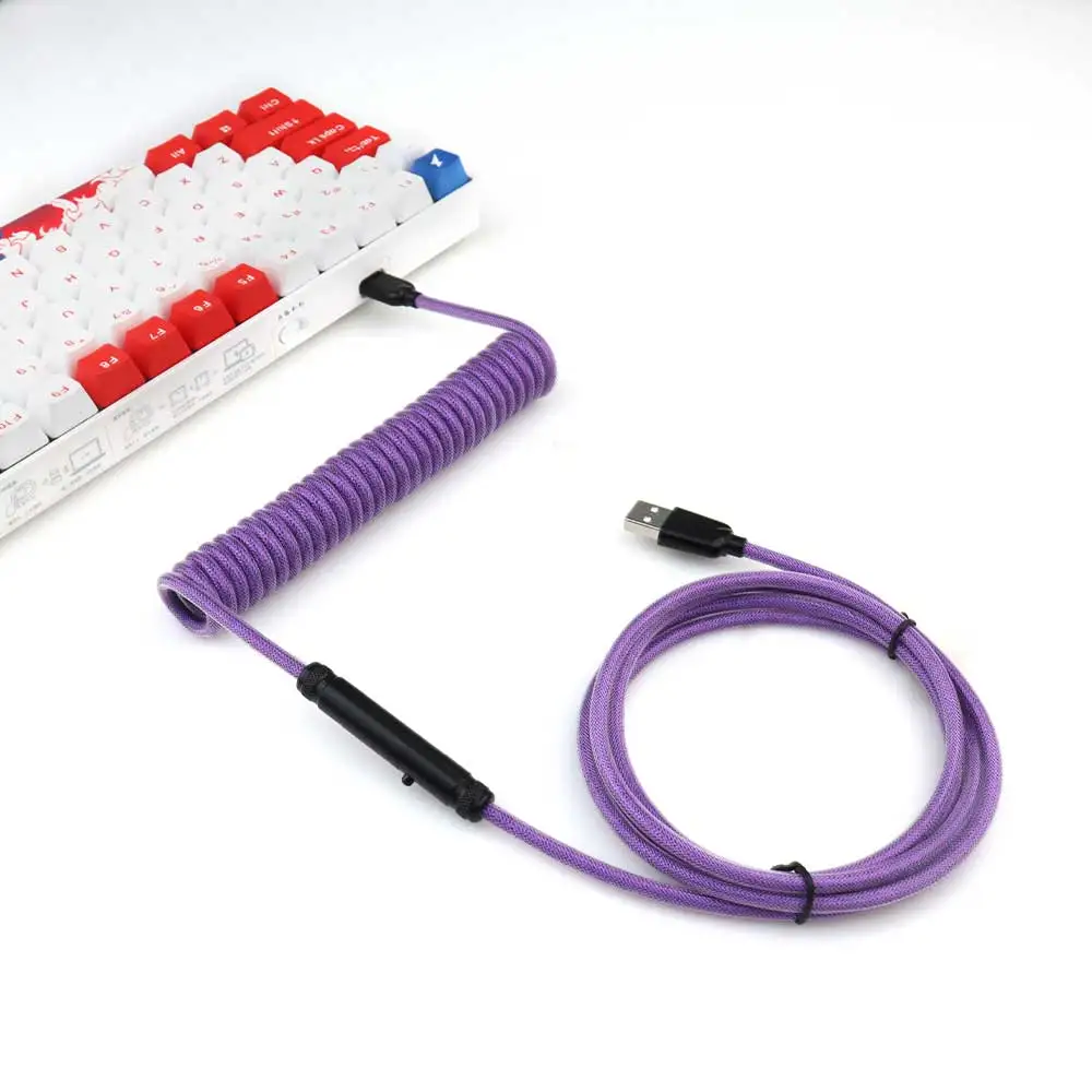 

【LANO】НОВЫЙ фиолетово-сине-белый мини-кабель XLR USB на Type-C в оплетке из паракорда для механической клавиатуры, плетеный USB-кабель для клавиатуры