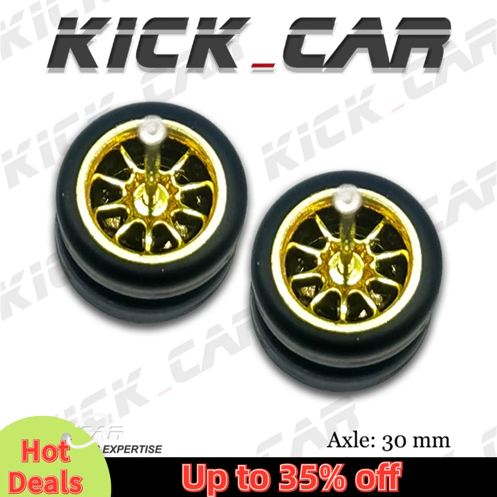 1/64 Model Car Wheels with Rubber Tires Ten Spoke Refitting Parts for Diecast Hot Wheels Mainline Matchbox Tomica D:11mm 1 Set