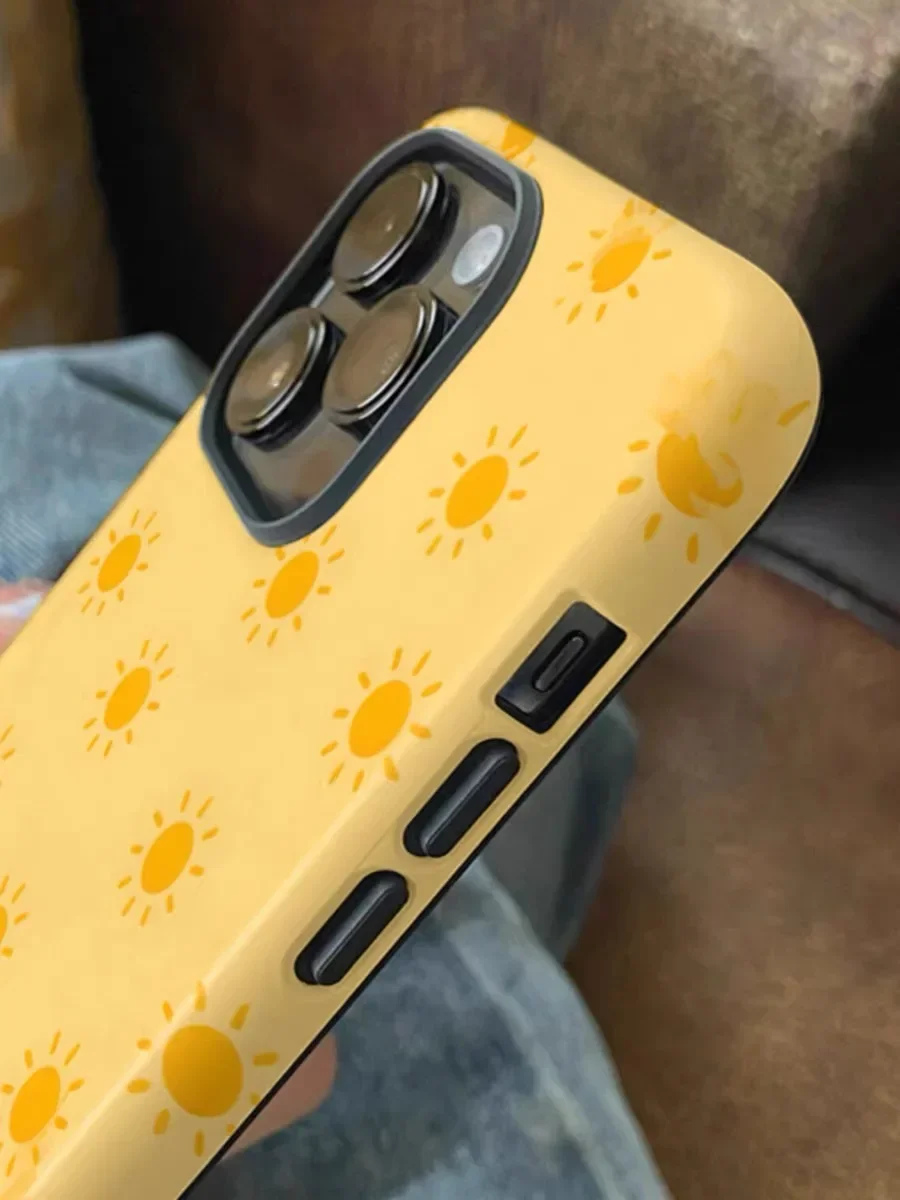 Ins KOREAN The Yellow Sun Case for IPhone 16 15 14 13 Pro Max Back Phone Cover for 16 15 PLUS 12 11 Pro Max X XS Max XR SE Capa