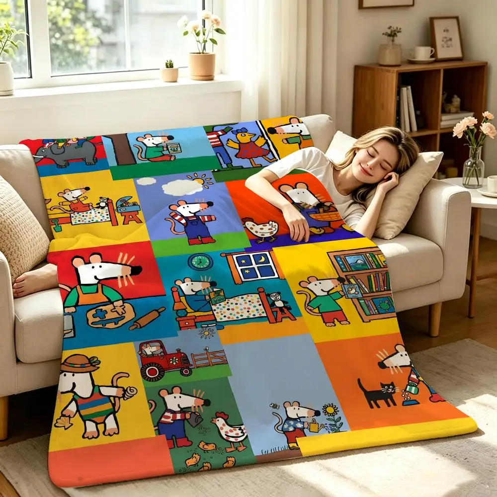 Cartoon M-Maisy M-Mouse Throw Soft Warm Flannel Throw Blanket, Multi-use for Sofa Bed Office Nap
