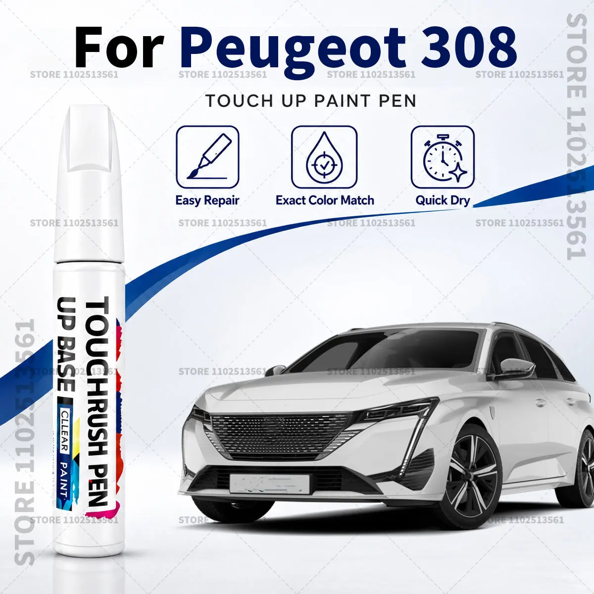 For Peugeot 308 SW GT Car Paint Touch Up Pen Scratch Repair Remover Auto Body Repair Marker Waterproof Car Paint Repair Tool