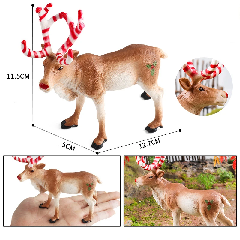 Simulated Wildlife Deer Christmas Reindeer Elk Animals Model Action Figures Xmas Ornament Decoration Toy Children Christmas Gift