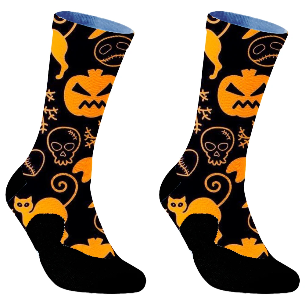 2024 New Funny Skull Alien Pumpkin Monster Bat Girl Socks Fall Winter Halloween Men Socks