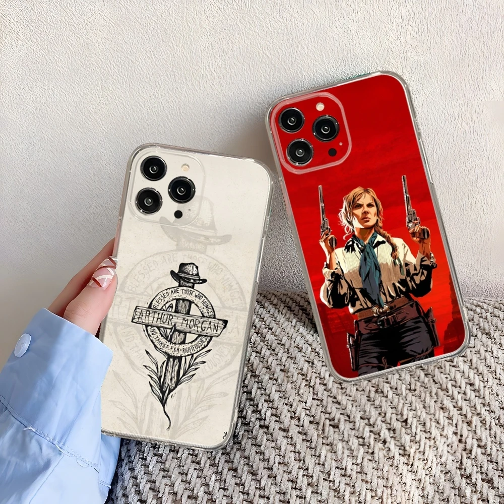 Red Dead Redemption 2 Phone Case for iphone 16 15 14 13 12 Pro Mini 11 Max Xr Xs Plus Transparent silicone Cover