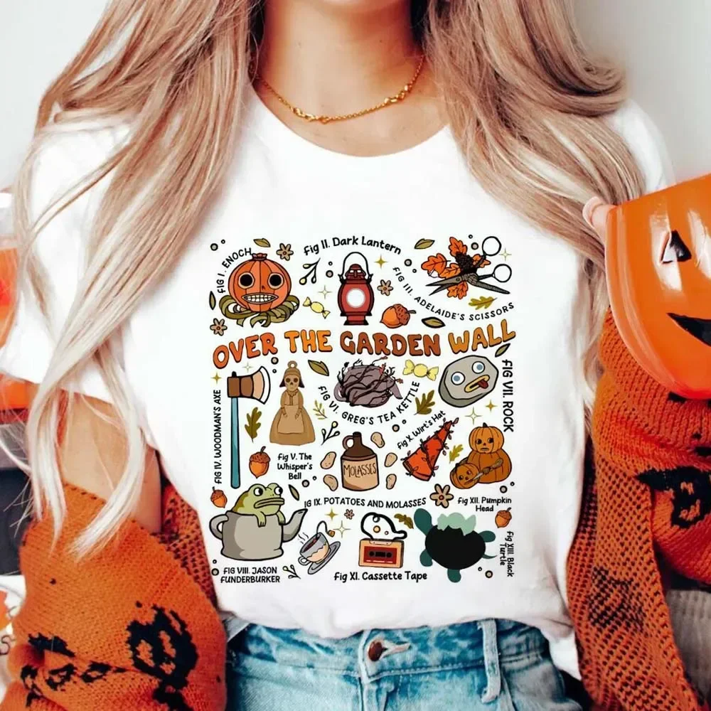 Trendy Style Over The Garden Wall Pumpkin Printed Pattern Fun Cartoon Fashion Casual Summer Women\'s Plus Size Loose T-Shirt