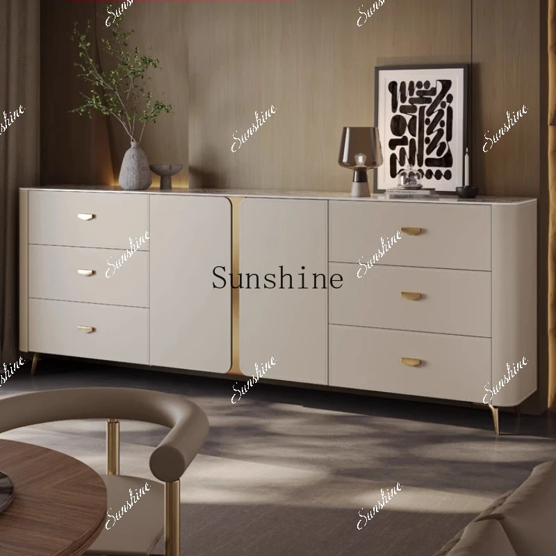 Italian living room high-end storage decorative cabinet light luxury saddle leather dining side cabinet FT