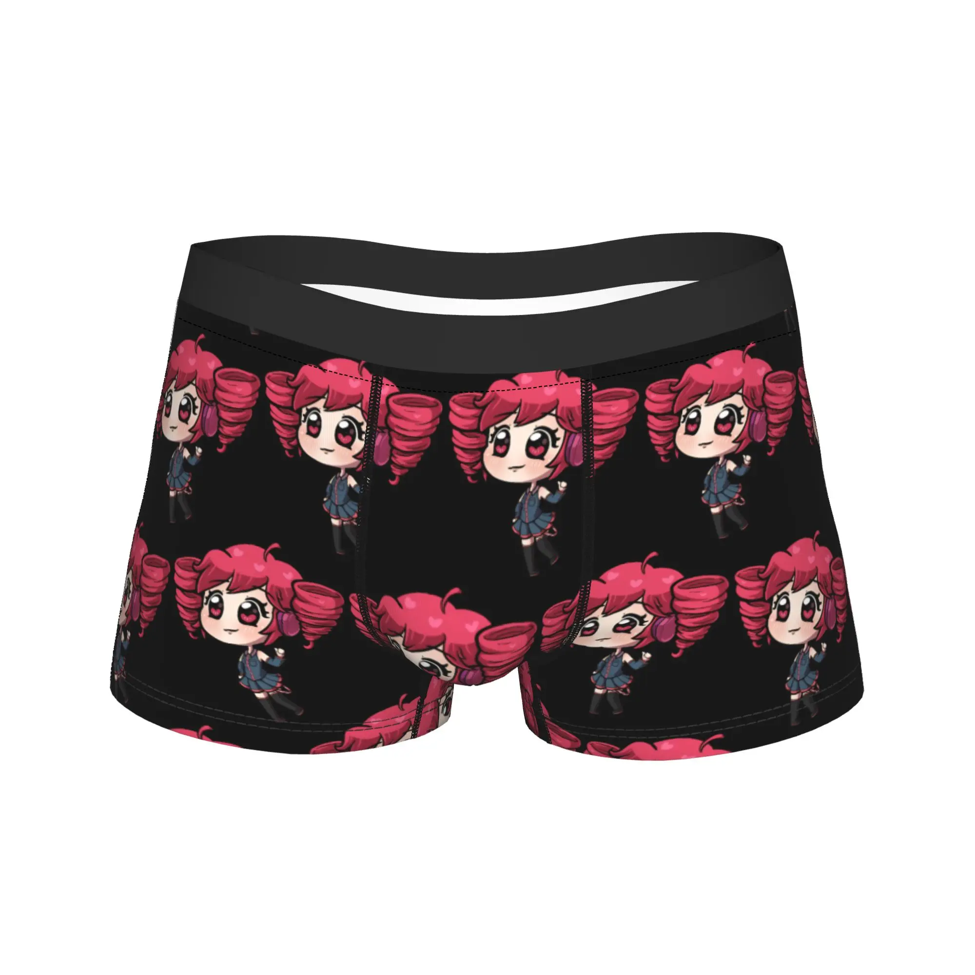 Cute Heart Eyes Kasane Teto Chibi With Headset Underwear Underpants Pattern Shorts Briefs For Males Pouch Large Size Boxershorts
