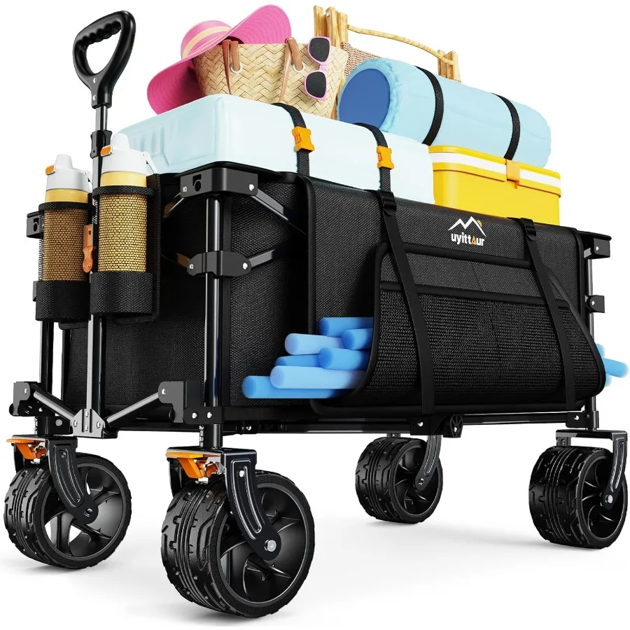 

Heavy duty collapsible wagon cart with big wheels for sand ideal for camping sports and outdoor activities featuring foldable d