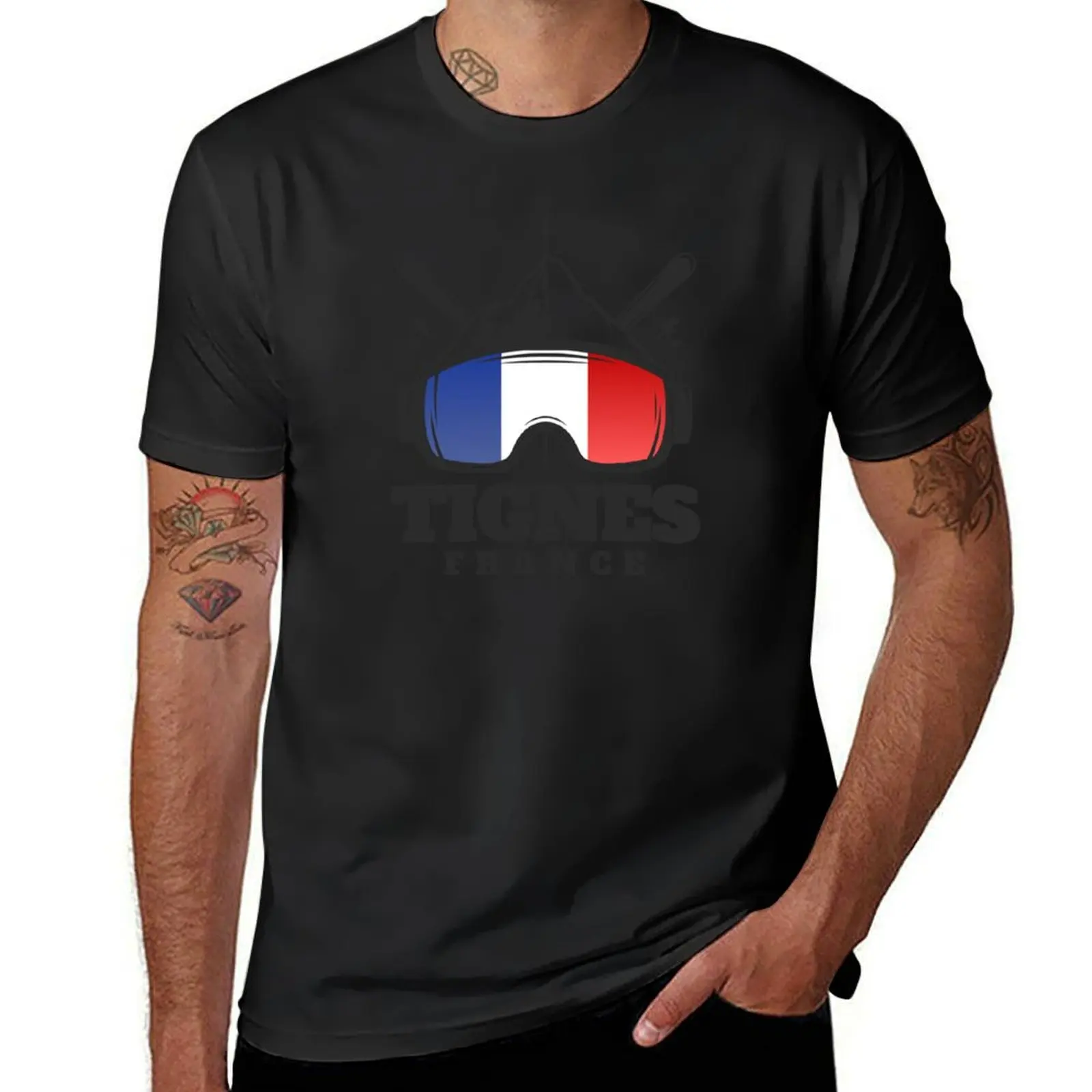 Tignes France Ski Resort Skiing Souvenir T-Shirt funnys boys animal print customs vintage clothes mens t shirt graphic