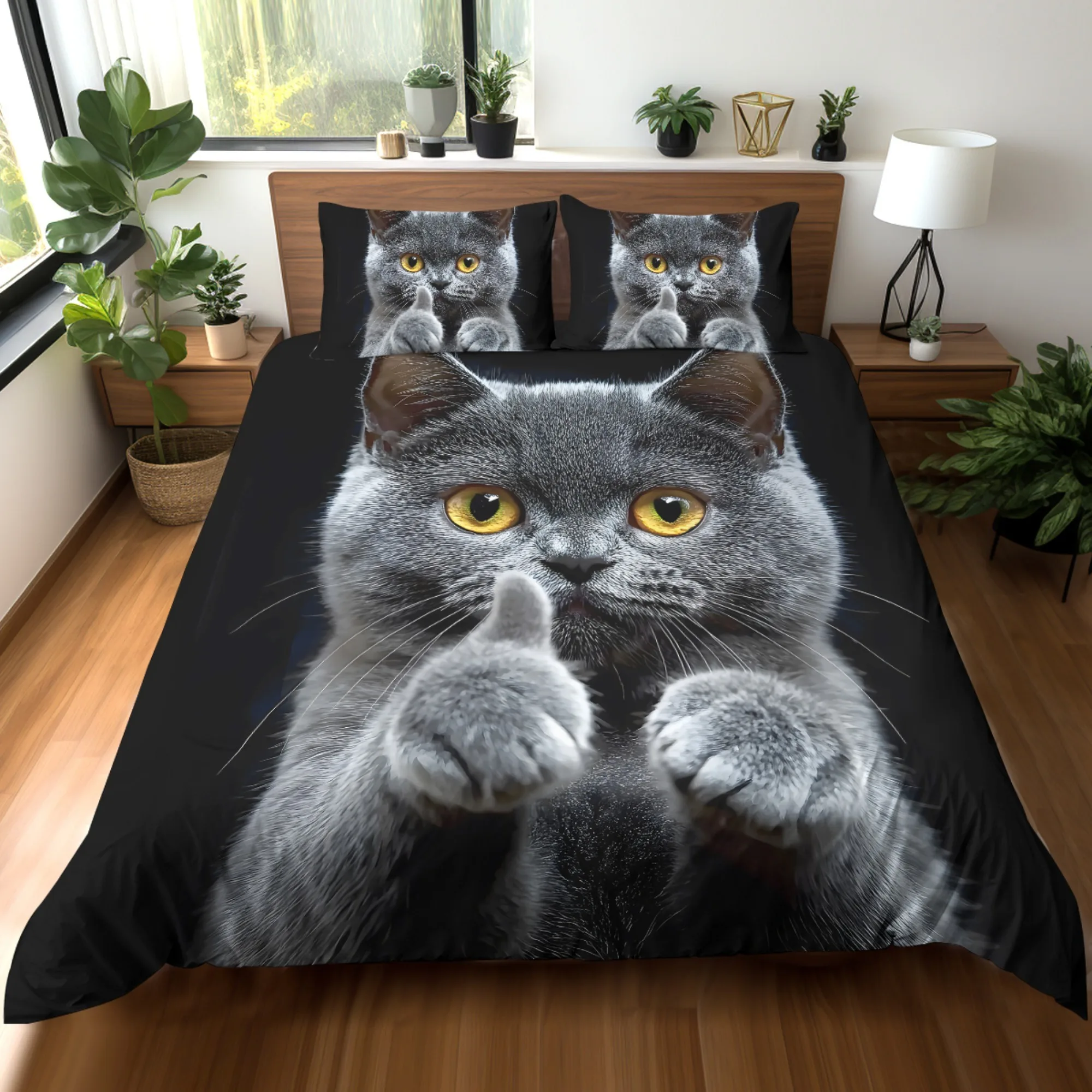 Little Black Cat 3D Design Pattern Quilt Cover Kit Super Soft Fleece Digital Print Bedding Set for Comforter - Quilt Cover Only
