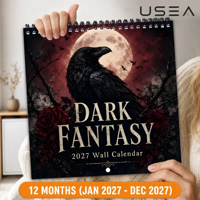 Dark Fantasy Raven2027 Wall Calendar Planner Yearly Organizer Habit Tracker Time Management Journal  Hanging Calendar Christmas