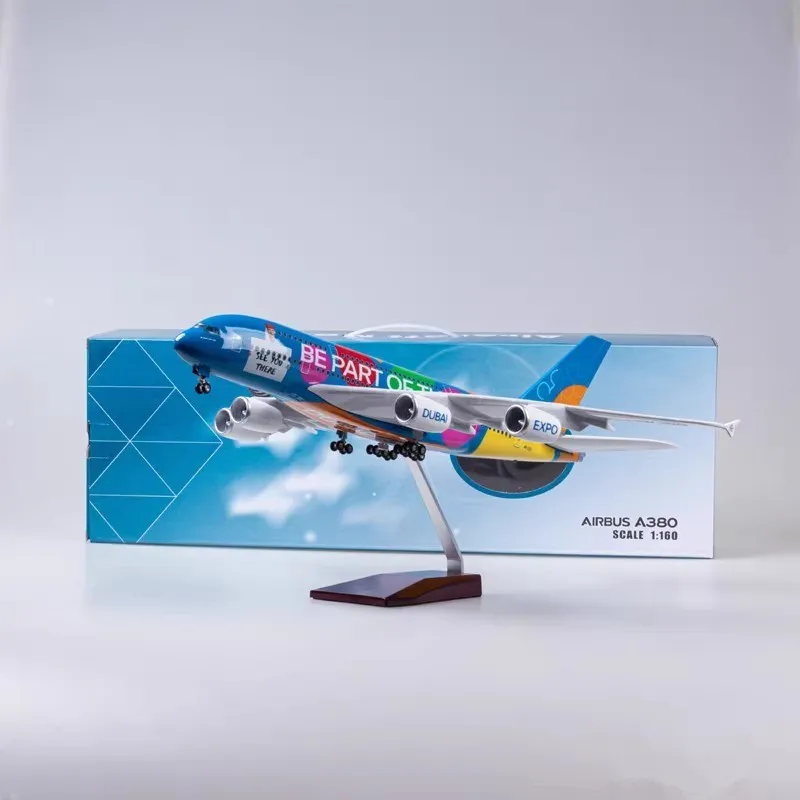 47cm 1/150 Scale Emirates A380 Model Aircraft Airplane Airways Aircraft With Light Diecast Resin Collection Display Toys Gifts