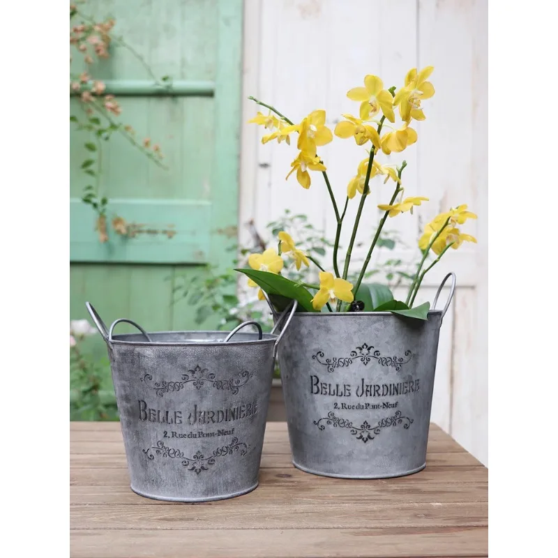 Flower pot tin outdoor retro ins wind creative garden arrangement courtyard grocery home balcony flower pot