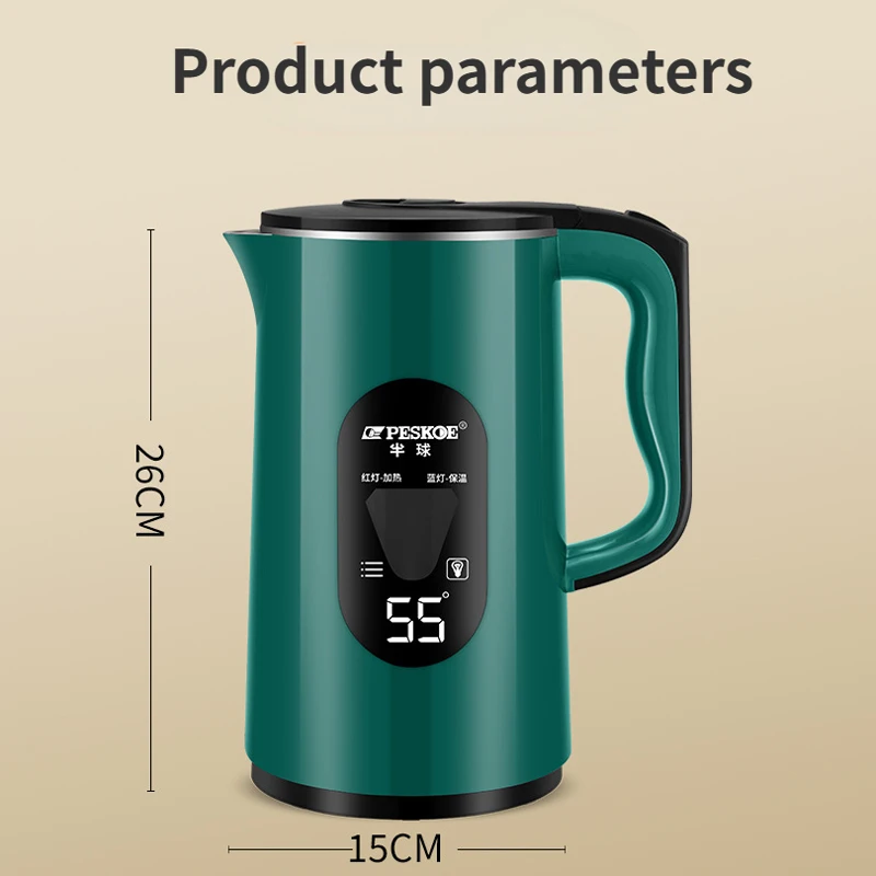 2024 New Temperature Display Electric Kettle 55 Degree Constant Temperature Electric Kettle 3l Stainless Steel Kettle