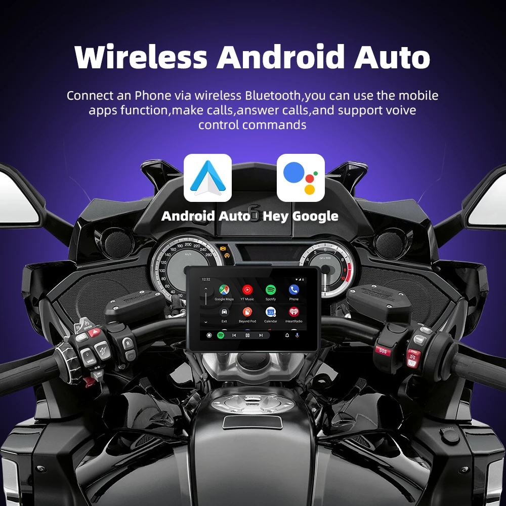 EKIY 5 Inch Wireless Carplay Android Auto For Universal Motorcycle For BMW Motorbike Portable Screen Waterproof IPX67 Monitor
