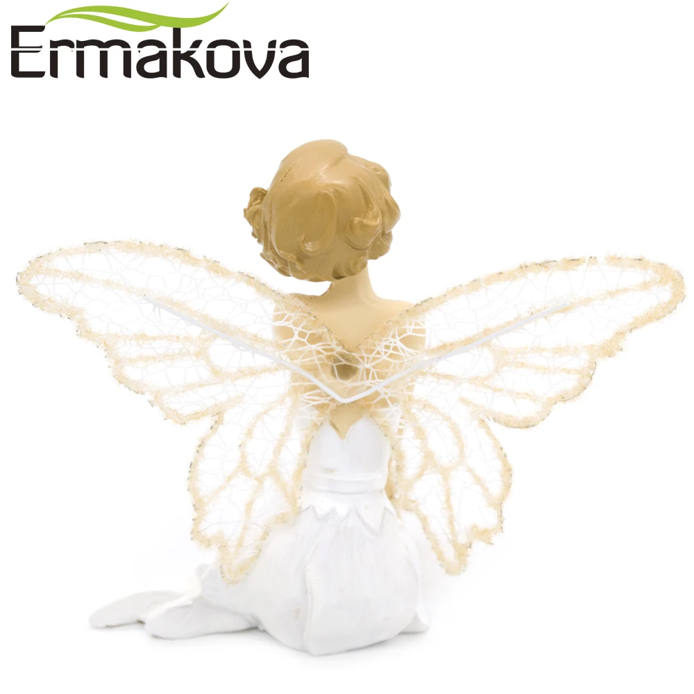 ERMAKOVA Resin Angel Ornaments Flower Fairy Figurine Angel Figurine Girl Miniature Fairy Garden Landscape Gift Home Decoration