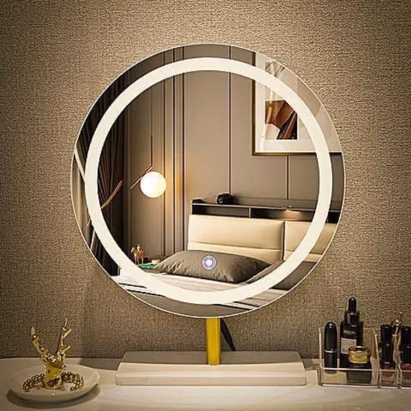 Mirror Plug-in desktop desktop beauty mirror smart led light ins home bedroom high definition rotatable makeup mirror