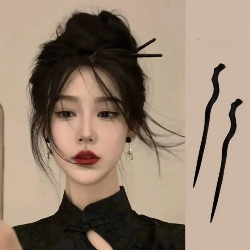 Varas de cabelo artesanais para mulheres e meninas, estilo retro, grampo de borla, sândalo preto, ferramentas de cabelo, moda