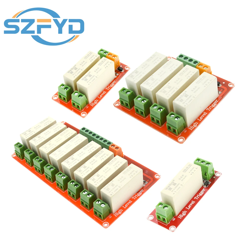 1/2/4/8-Channel DC Solid State Relay Module 5A High-Level Trigger for Arduino PLC Industrial Control