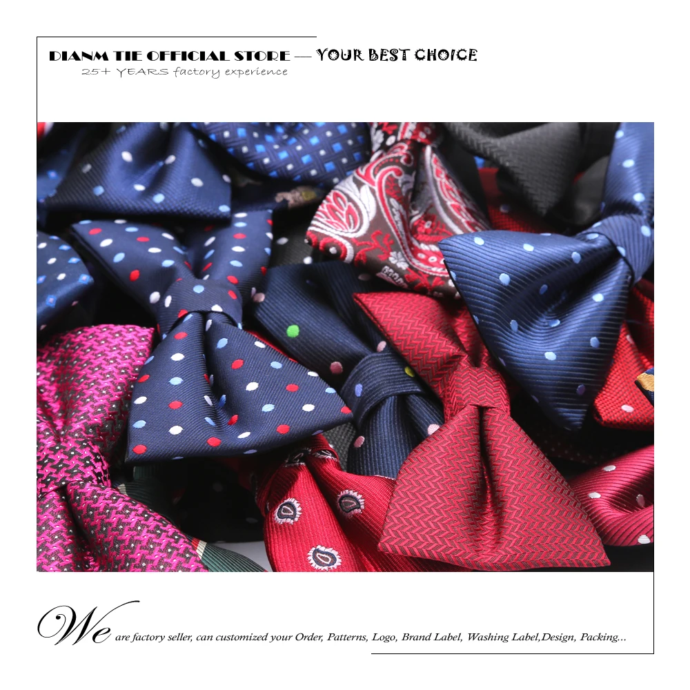 남자를위한 조정 가능한 Pre-tied Bow Tie 보라색 검정색 노란색 점 Stried Double Fold Bow Ties 방수 웨딩 비즈니스 Bowtie