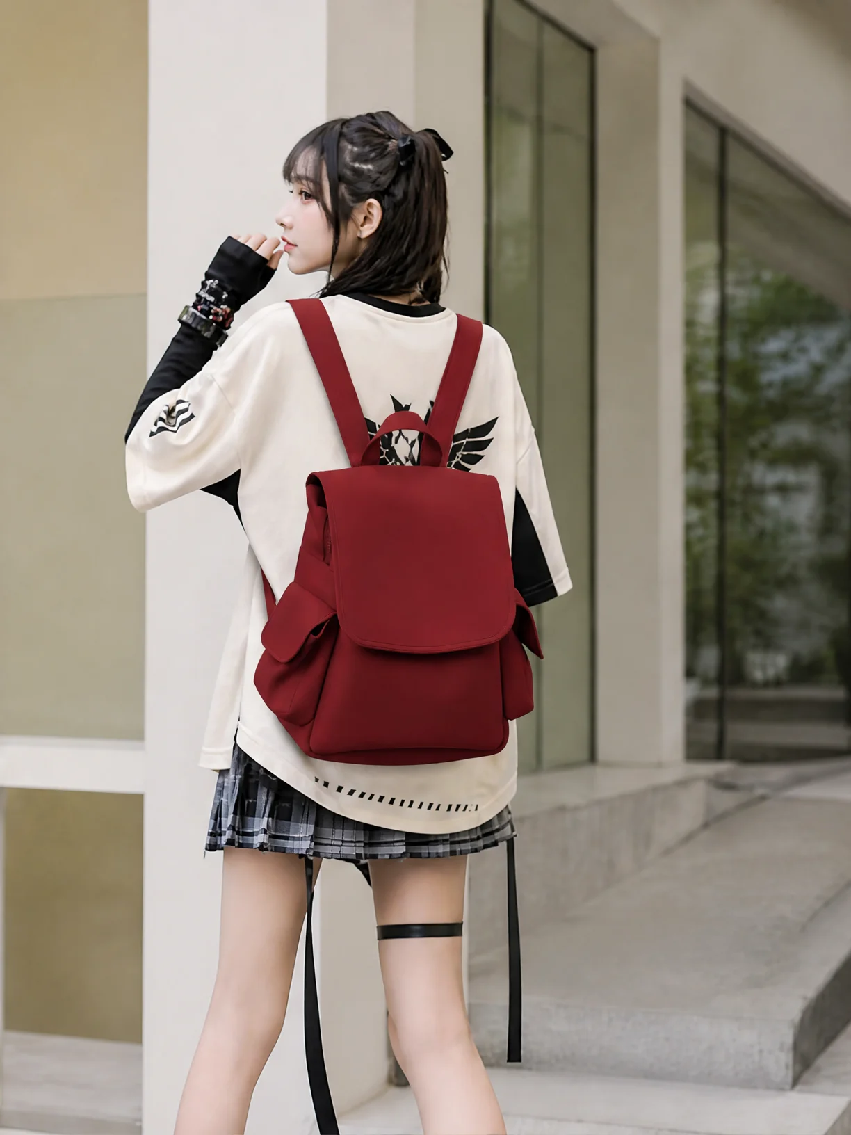 YONAIGA Mochila original coreana de estilo minimalista, pequeña, informal, unisex, para estudiantes, tela suave, cierre de cr...