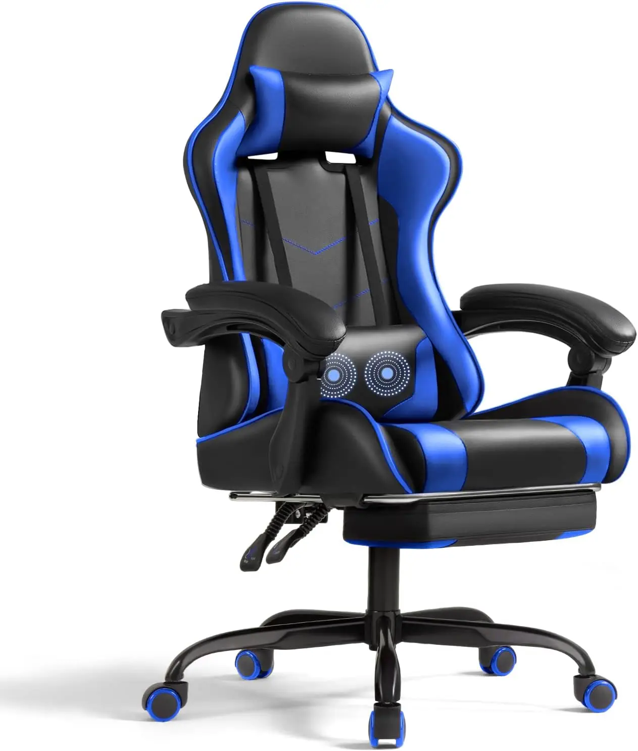 

Gaming Chair with Footrest and Massage Lumbar Support, Video Game Chairs Height Adjustable Seat with Headrest for Office