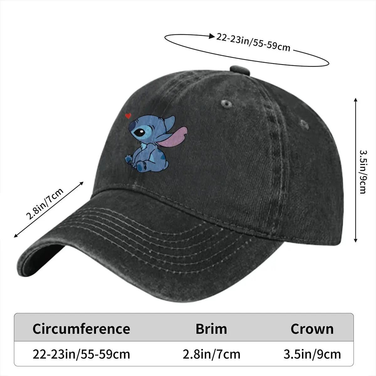 In Love Casquette Peaked Cap Lilo-Stitches Anime Sun Shade Cotton Hats For Men Women