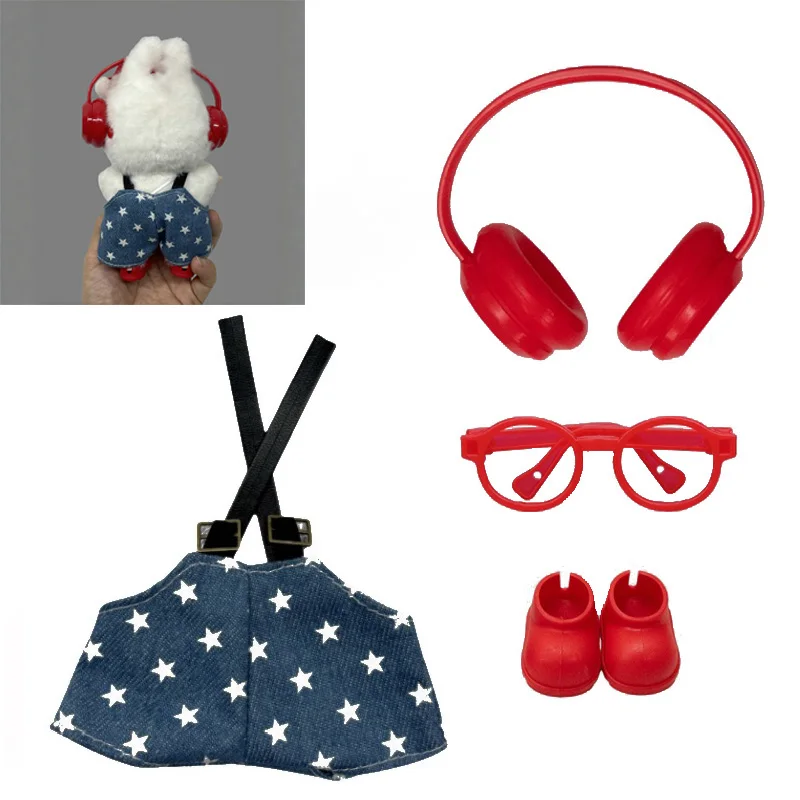 

Doll Clothes Accessories for 17cm Labubu Mini Cute Strap Pants/Headset/Shoes/Glasses Doll Dress Up Festival Gifts 4pcs/set