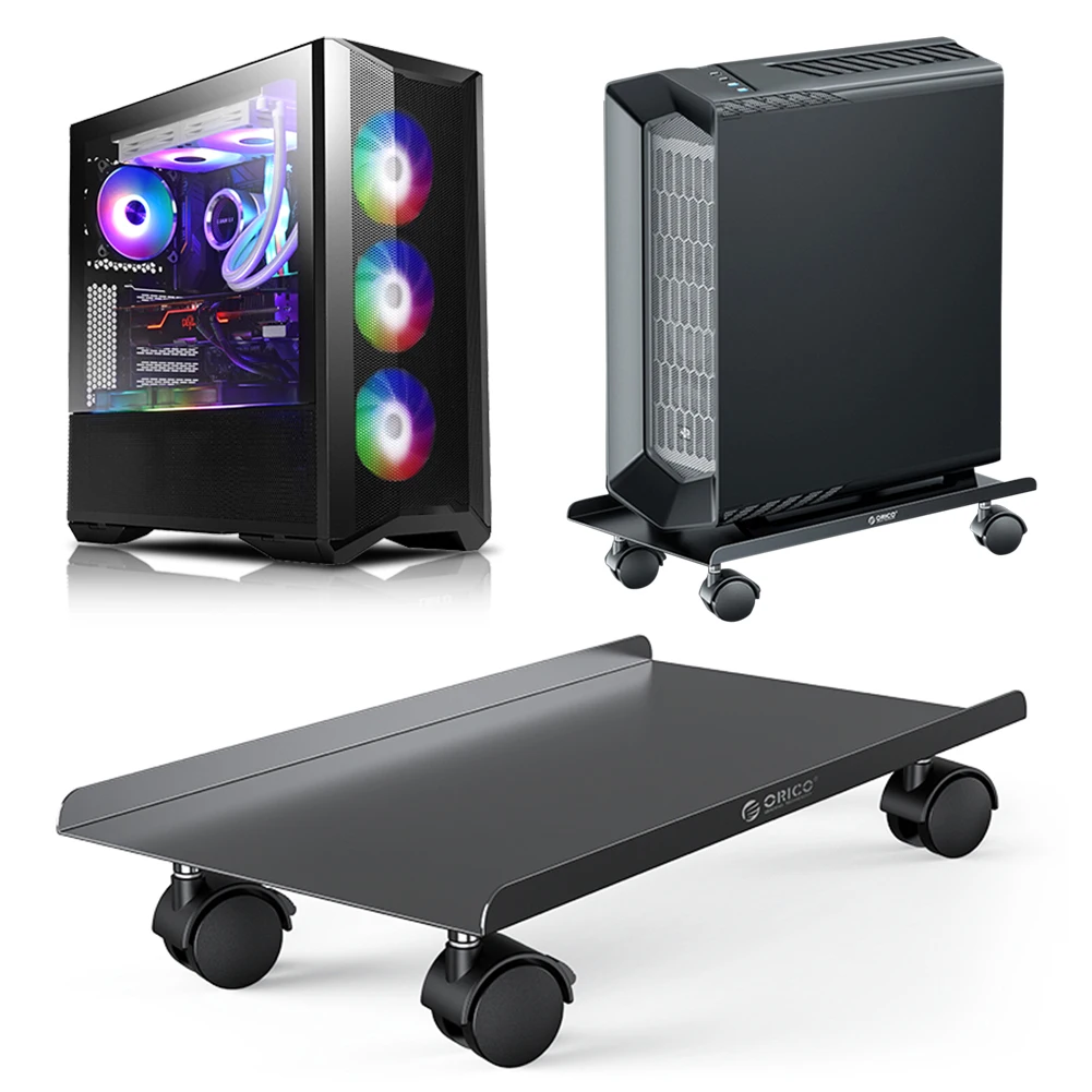 

Steel Computer Trolley Stand with Locking Rolling Caster Wheeled Dolly PC Storage Box for Most Computer Tower Gaming PC ATX Case