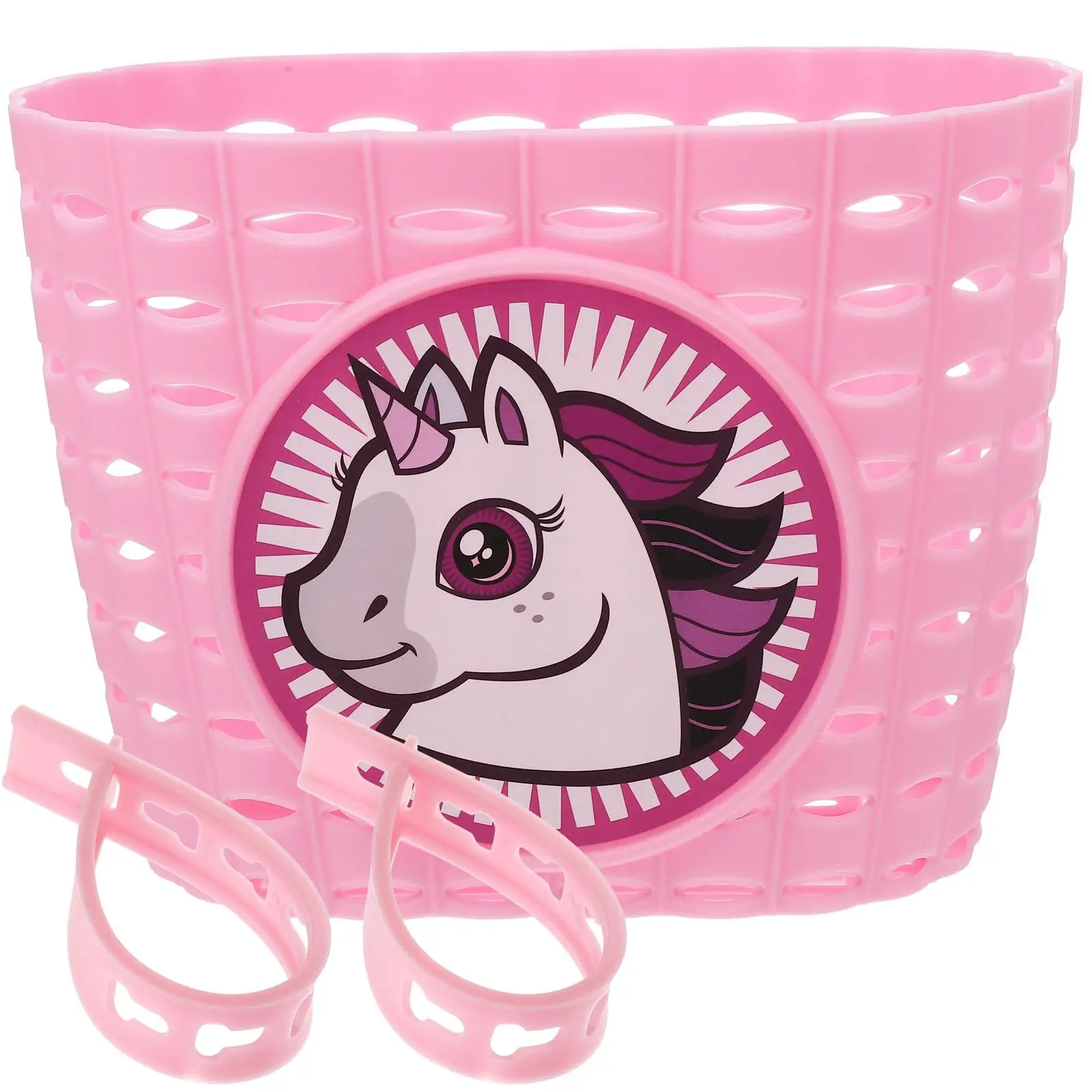

Plastic Kids Bike Basket for Front Bicycle Storage with Cartoon Design Compatible with Most Children Bikes Scooters Lightweight
