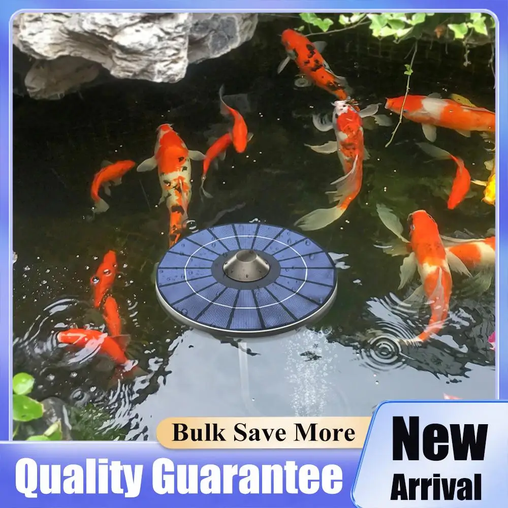 Solar Floating Pond Aerator Oxygen Pump with Air Hose and Bubble Stone Bubble Oxygenator Fish Tank Oxygenator for Garden Pond